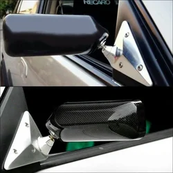 Universal 2psc F1 Style Blue Mirror Metal Bracket Racing Drift Side Mirror Car Side Rearview Mirror New Carbon Fiber Black
