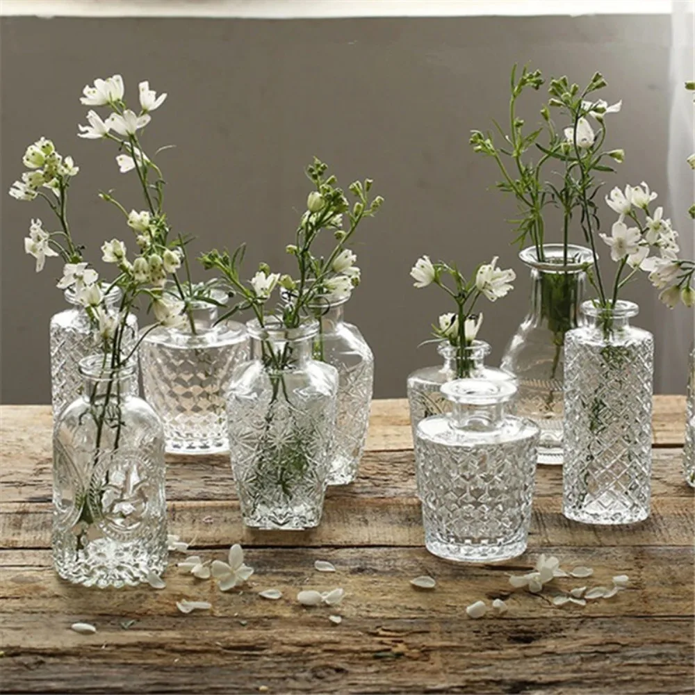 1pc Transparent Glass Vase for Plant Nordic Simple Glass Flower Vases Creative Hydroponic Terrarium Table Decorative Flower Pot