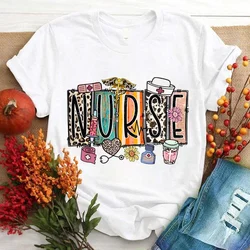 Hot Nurse Print T-shrits For Women Summer Short Sleeve Round Neck Loose T-shirt Fashion Creative Personalized Tops