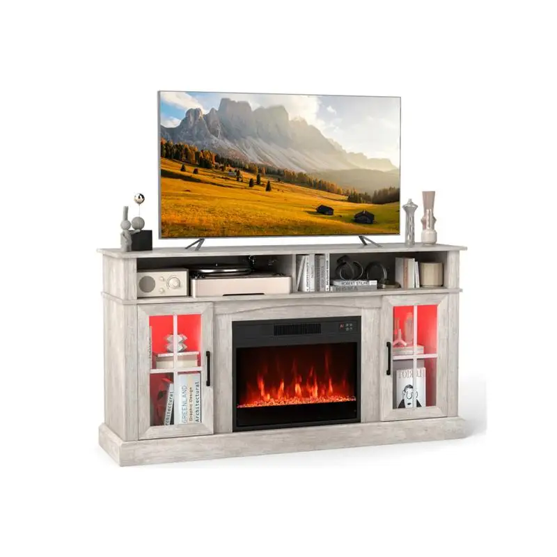 حامل تلفزيون مقاس 58 بوصة مع مدفأة RGB - تطبيق ذكي وجهاز تحكم عن بعد، سخان 4777 وحدة حرارية بريطانية، نطاق درجة الحرارة 62-82 ° F، التصميم الحديث للعيش #2