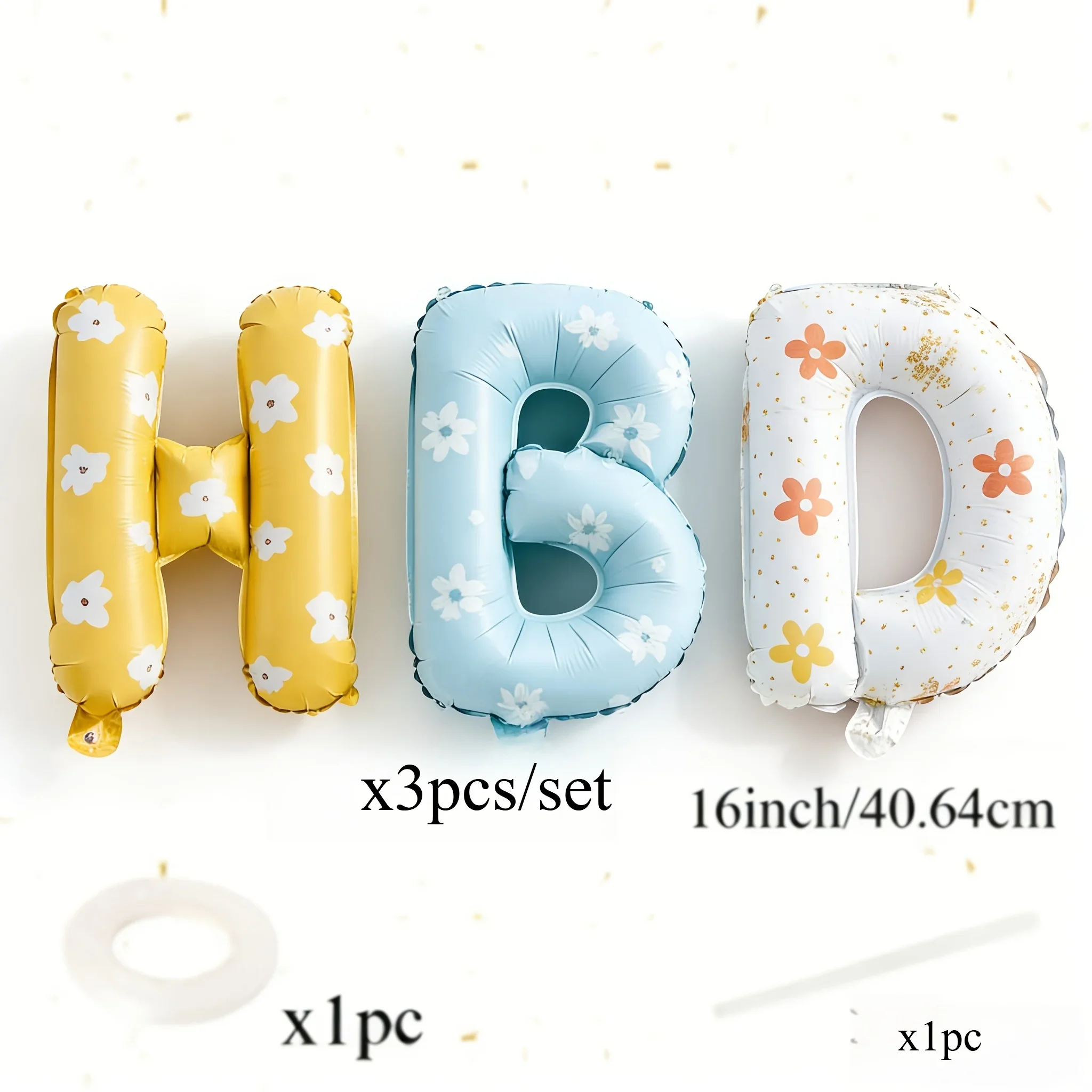 16 Zoll Happy Birthday Ballon Gänseblümchen HBD Buchstaben Folienballon-Set für Kinder Erwachsene Geburtstagsfeier Babyparty Dekorationszubehör – Detail 2