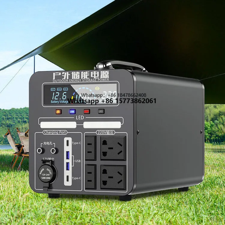 

Портативная электростанция для кемпинга на открытом воздухе, 600 Вт, 110/220 В, аварийная зарядка, LiFePO4 аккумулятор, резервный источник питания