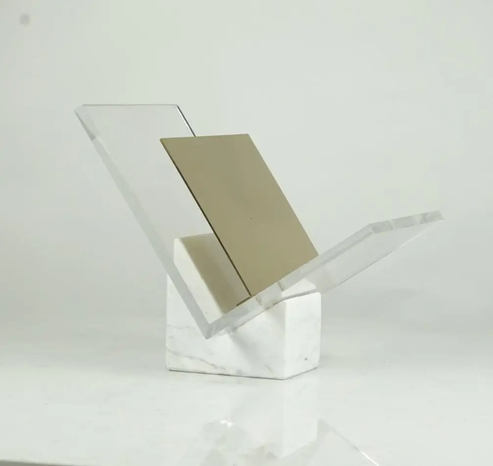 

Acrylic cross bookshelf ornament model room sales department exhibition hall marble base metal home