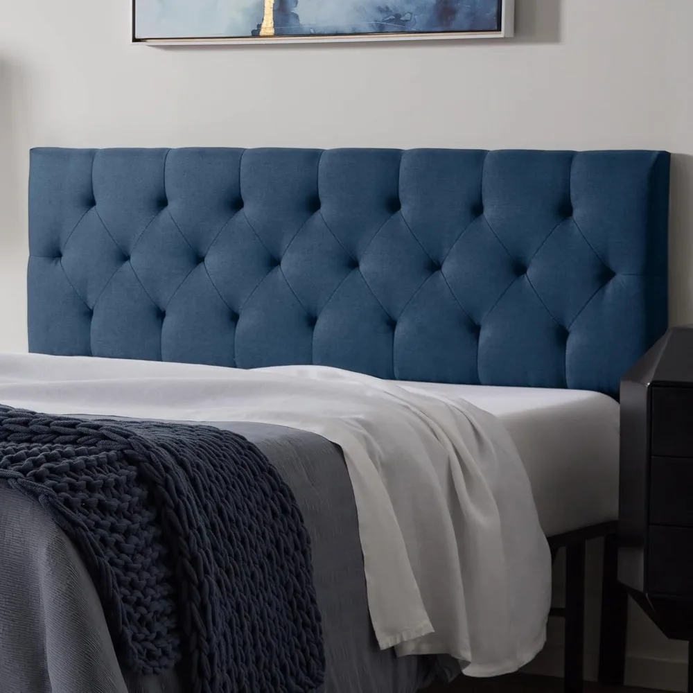 

LUCID Mid-Rise Upholstered Headboard - Diamond Tufted Padded Polyester Adjustable Height from 34” to 46” Easy Assembly