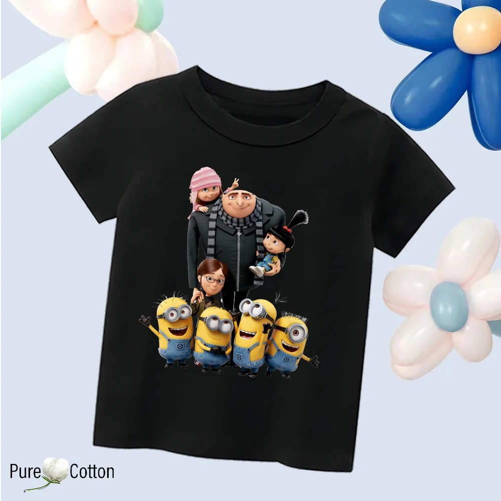 Cartoon Disney, multiple Minions, fun outdoor outfits, pure cotton children\'s T-shirts, Y2K quality, trendy, simple for boys