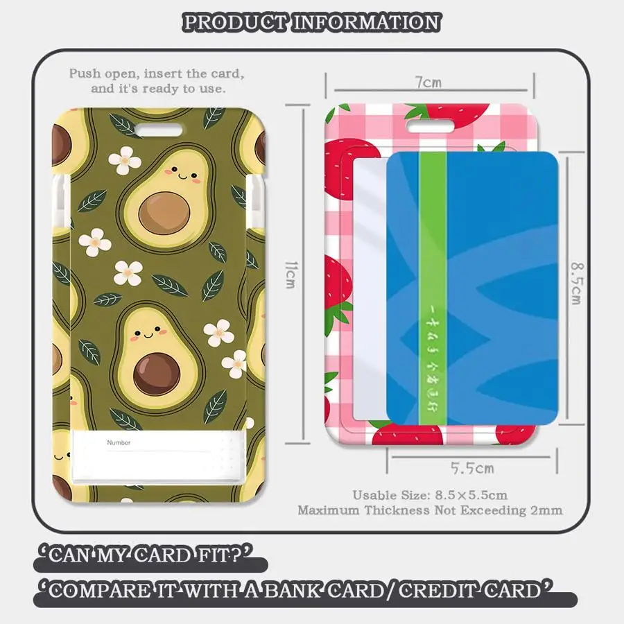 Cartoon Cute Fruit 1Pc Card Holder Retractable Credit Card Holders Holders Child Bus with lanyard Badge Bank ID Cover Case