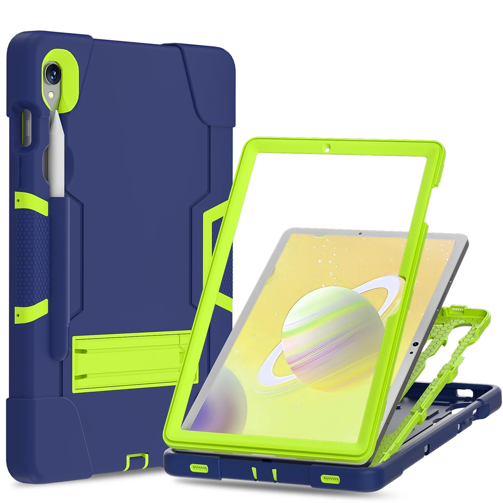 

Rugged Case Universal For Samsung Galaxy Tab S10 Lite S9 FE SM-X400 X406 X520 X526 X710 X716B X510 X516 Built-in Kickstand Cover