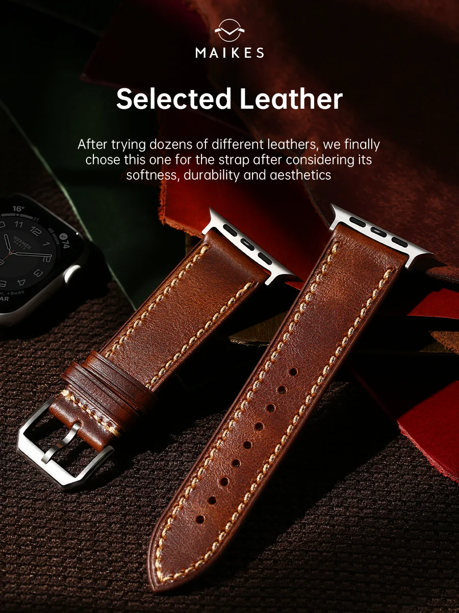 Maikes Luxury Leather Strap For Apple Watch Ultra 49mm 45mm 44mm 41mm 40mm Apple Watch Band Accessories Bracelet Watchbands