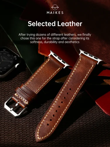 Imagen 2 del producto Maikes-Correa de cuero de lujo para Apple Watch, accesorios de pulsera, correas de reloj Ultra de 49mm, 45mm, 44mm, 41mm, 40mm