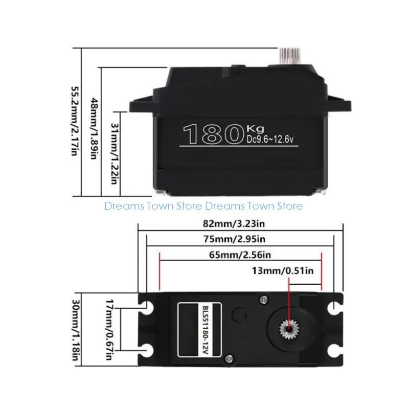 HX6A Profissional 180kg Proinomless Servo Remote Digital Servo 12V 180/270 Grau Torques High Torques servo para 1/5 carro