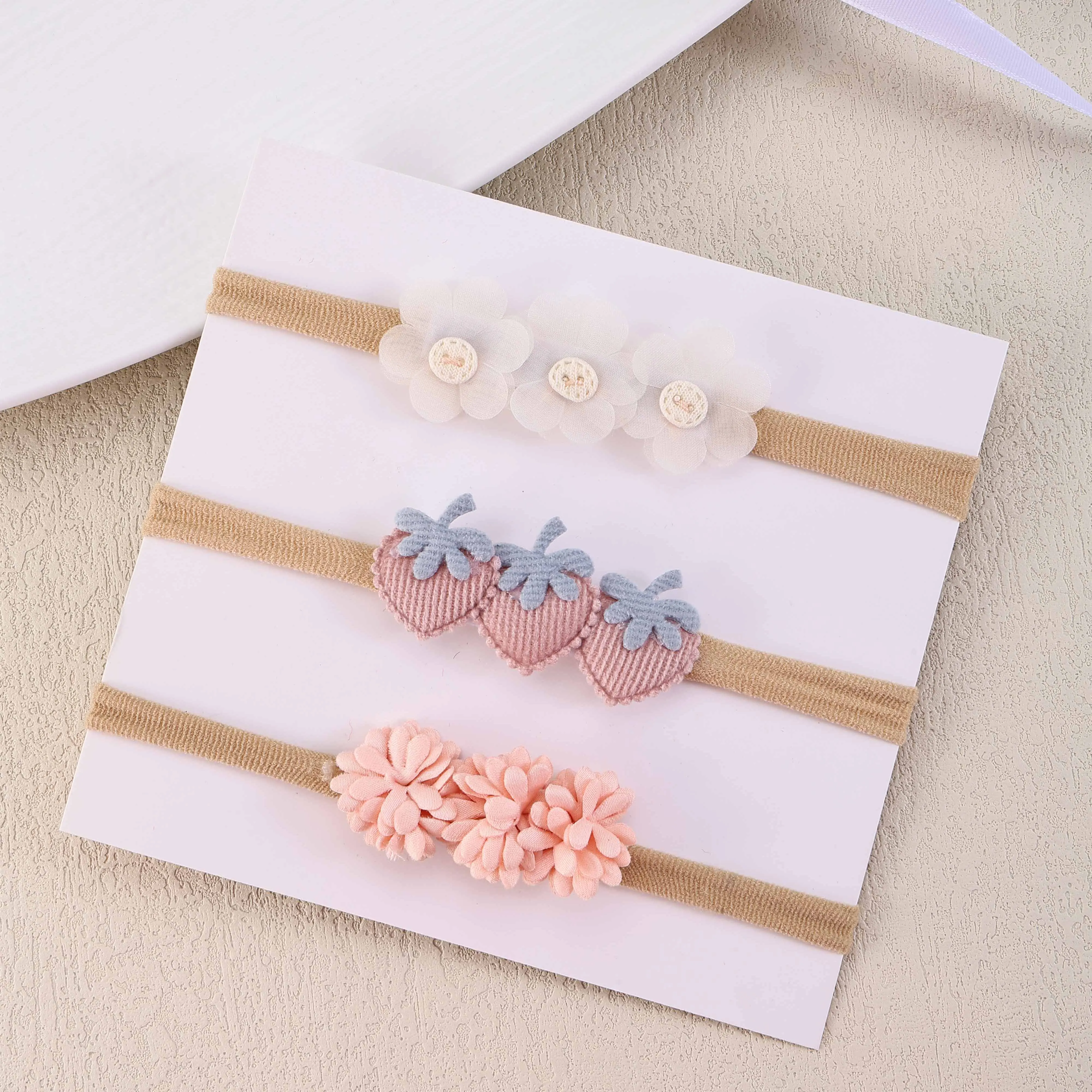 

3Pcs/Set Baby Elastic Nylon Headband Newborn Soft Flower Strawberry Hair Bands for Kids Girls Infant Toddler Hair Accessories