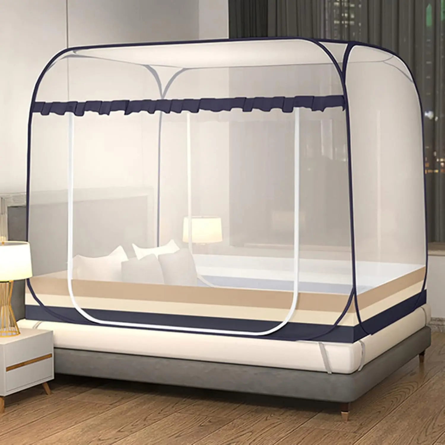 

Pop Up Mosquito Net Tent King Size with Bottom, Portable for Baby Adults, L80xW80xH62 inch