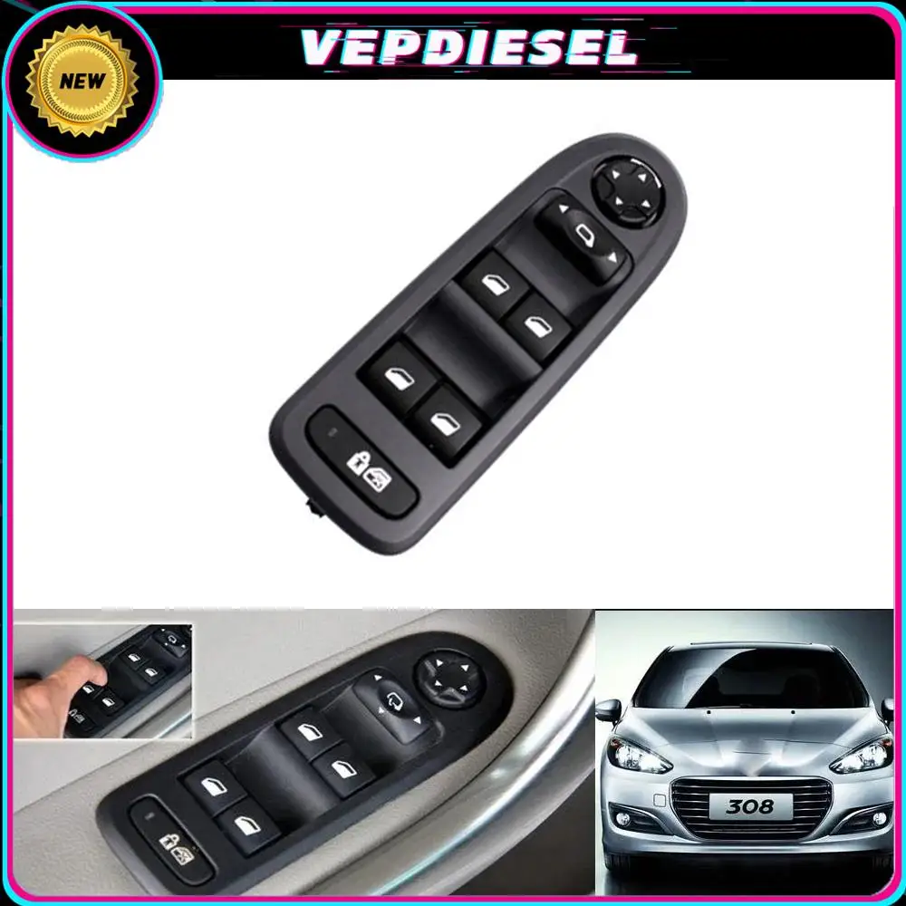 Power Window Switch Glass Lift Push Pull Switch for 2008-2013 Peugeot 308 5 Door Hatchback Wagon 96644915 96644915XT 98053439