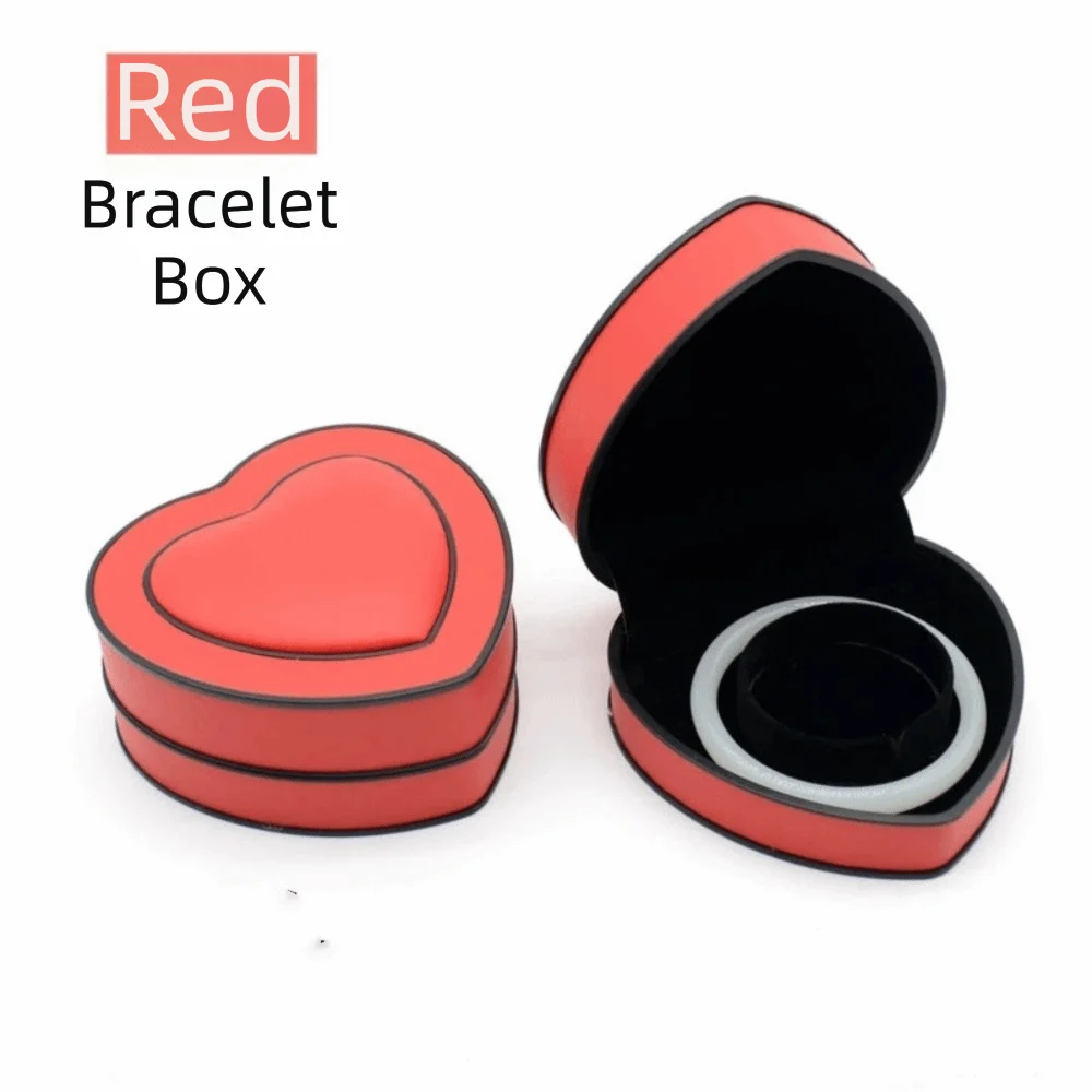 Heart-shaped Jewelry Box PU Leather Solid-color Surface Heart-shaped Box Compact Portable Size Reliable Stitching Storage Box