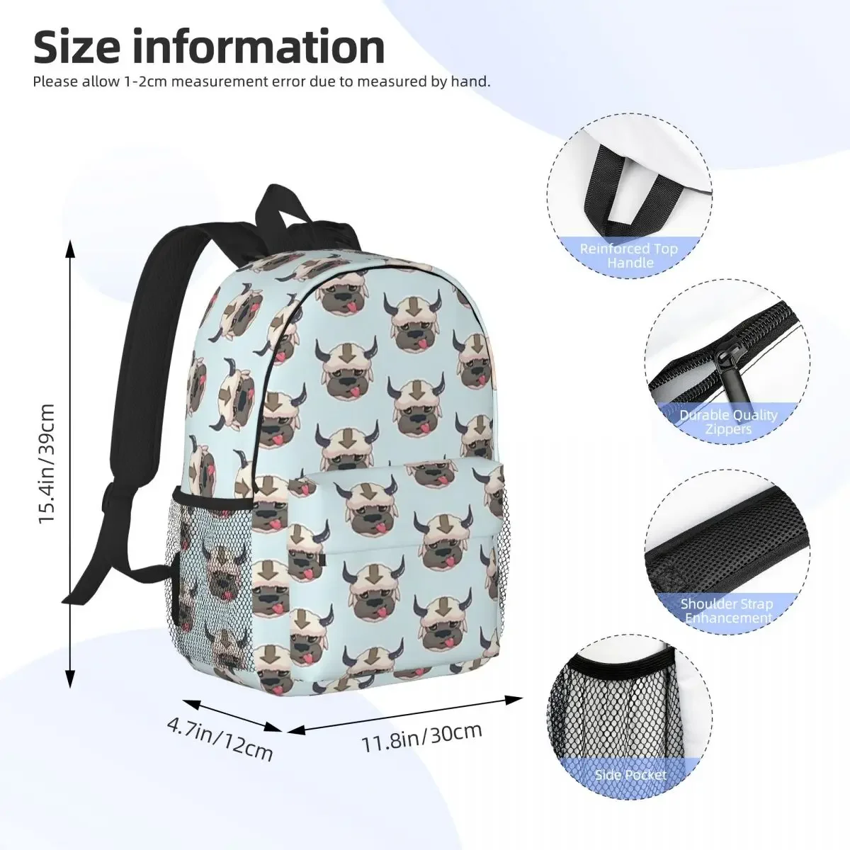 Mochilas Appa fofas para meninos e meninas, Bookbag dos desenhos animados para estudantes, mochilas escolares, mochila para laptop, bolsa de ombro, grande capacidade