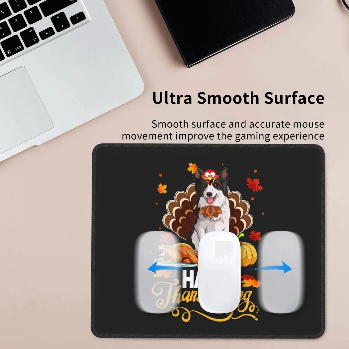 Dog Lovers Border Collie Turkey Happy Thanksgiving Mouse Pad Computer Keyboard Mouse Mat Gamer PC Desk Mat Office Table Mats