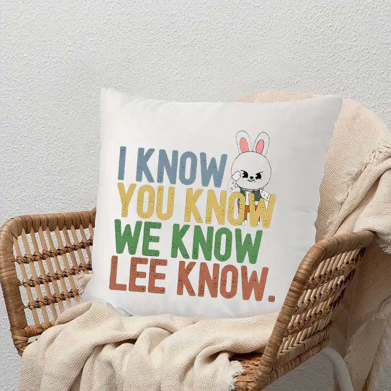 I Know You Know Lee Know Stray Kids Pillow Covers Cartoon Sofa Decorative One-sided Printing Cushion Cover Throw Pillowcasecover