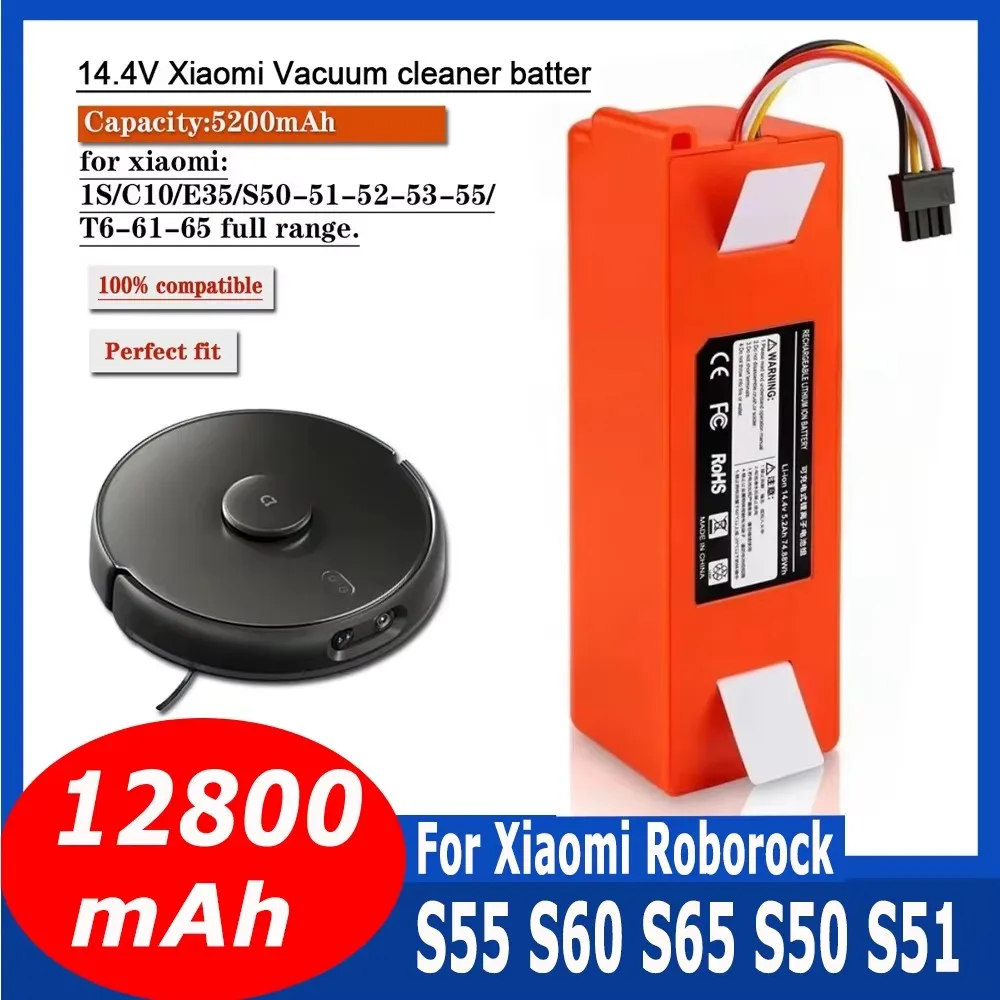 14.4V Robotic Vacuum Cleaner Replacement Battery BRR-2P4S-5200S For Xiaomi Roborock S55 S60 S65 S50 S51 S5 1S 1ST MAX S6 Parts