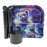 5 Packs Cigar Metal Rolling Tray Kit 50mm Grass Grinder Crusher Smoke Herbal Set 115mm Plastic Tobacco Storage Tube Container