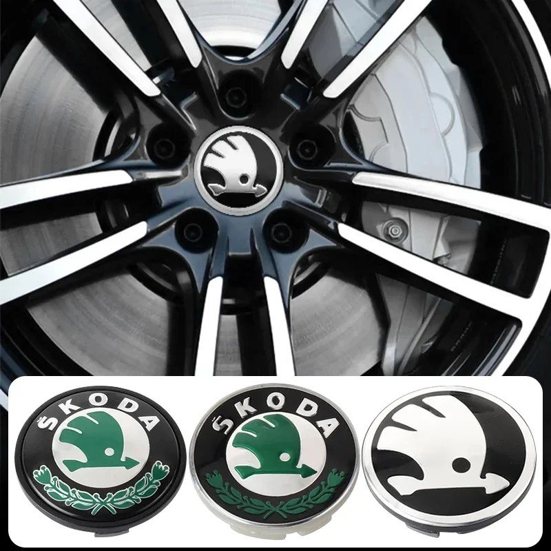 4pcs/lot 56mm Car Styling Wheel Center Hub Caps Stickers Badge Emblem For Skoda Octavia 3 Kodiaq Fabia Superb Rapid