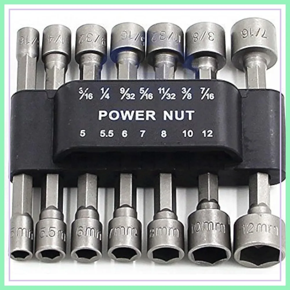 

14PCS Power Nut Driver Drill Bit Set, 1/4'' Hex Keys & Socket Wrench Screwdriver Tools