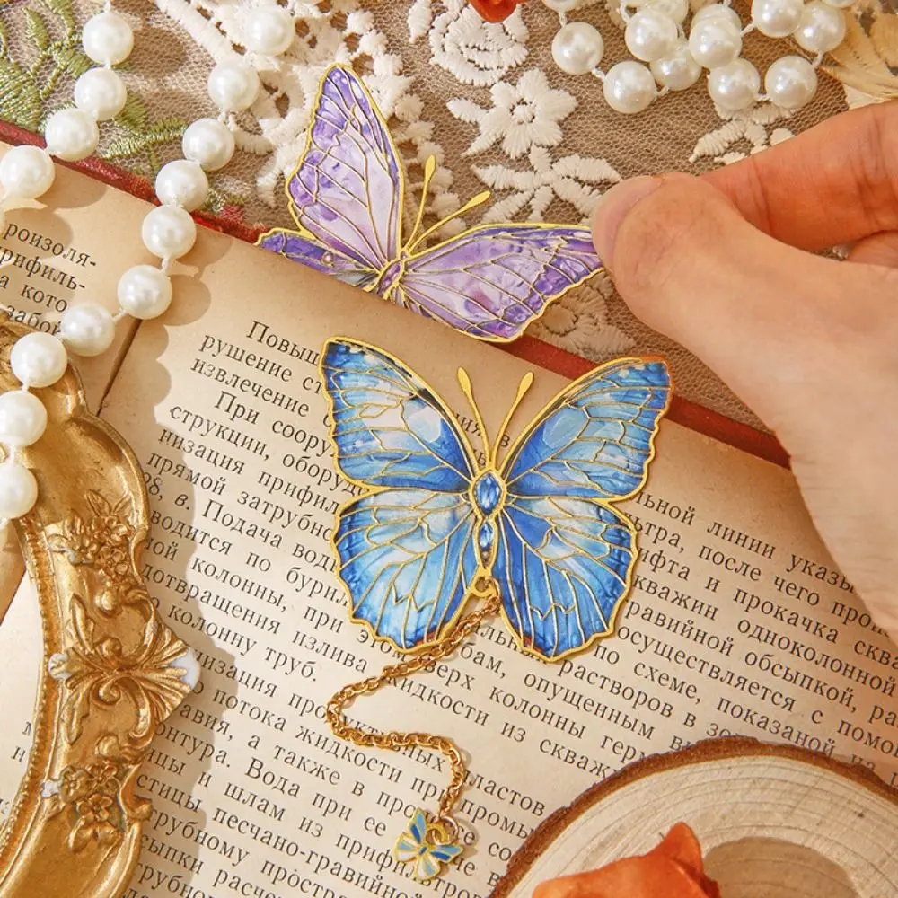 

Bronzing Metal Butterfly Bookmark Separator Pages Chinese Style Pendant Book Marker Exquisite with Pendant Pagination Mark