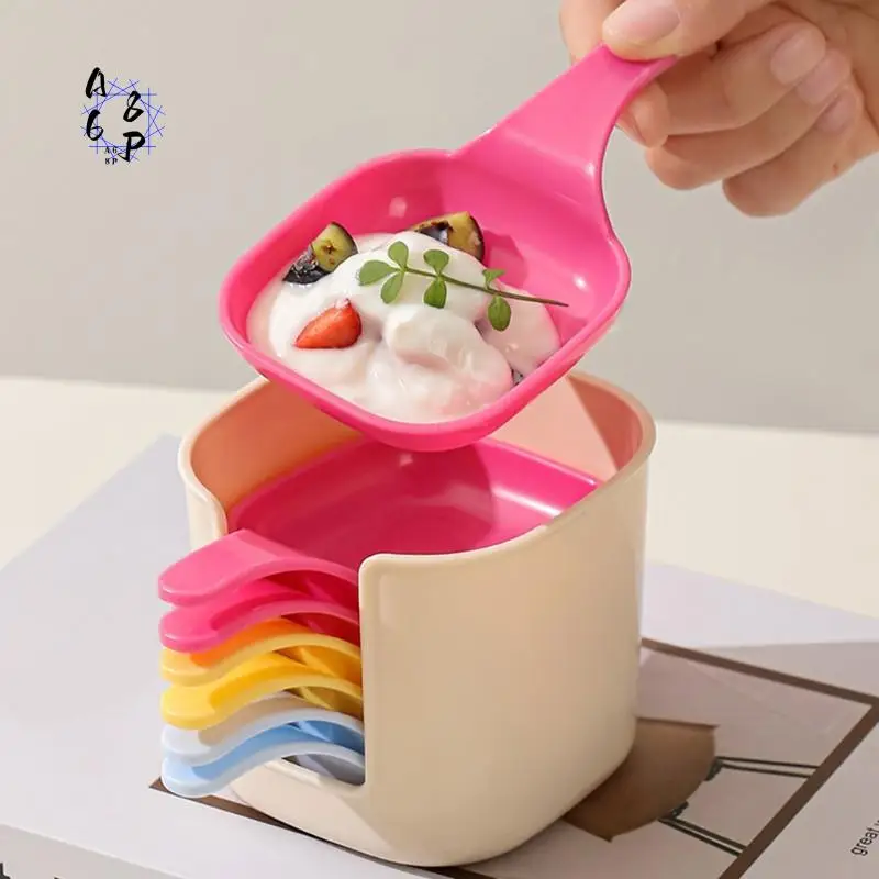 A68P-6Pcs Dipping Sauce Plate And Holder, Soysauce Dish With Handle, Mini Plasticcondiment Tray For Barbecue And Party Dinner