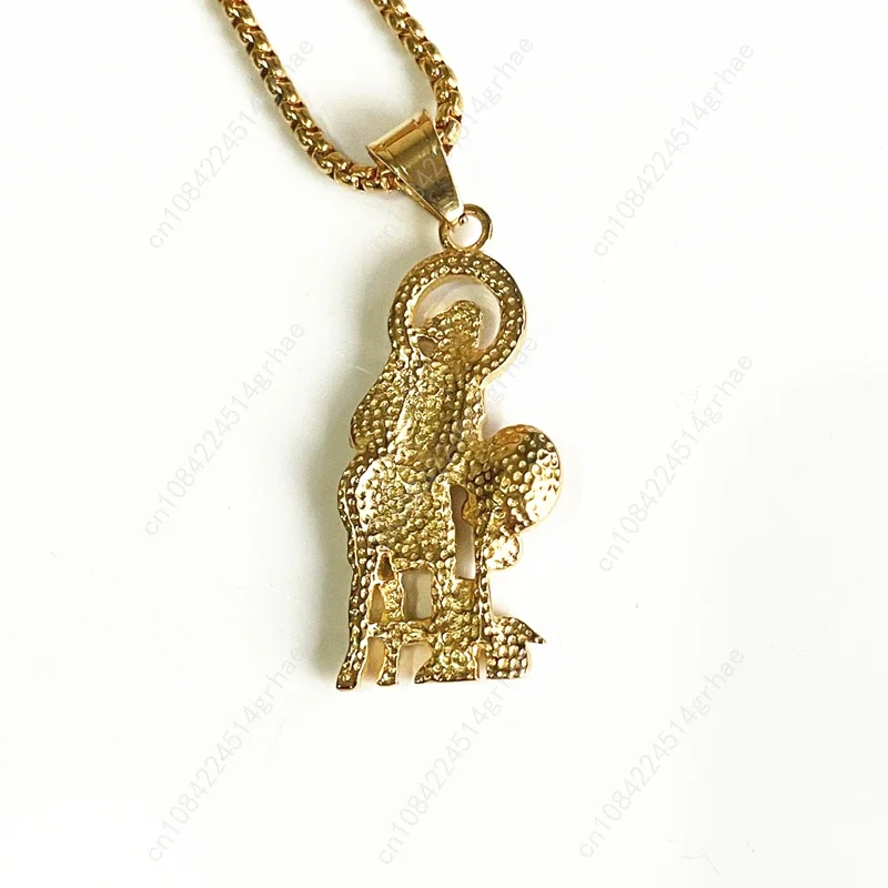 أنيقة بسيطة 316L الفولاذ المقاوم للصدأ يسوع الراعي سلسلة الذهب الخالص اللون مطلي قلادة قلادة للنساء رجل عيد الميلاد مجوهرات #3