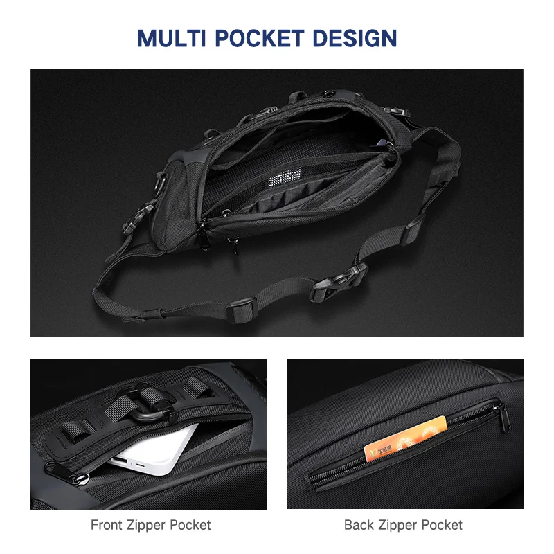 OZUKO Fashion Men Waist Bag Outdoor Sports Tactical Chest Bag Multifunction Waterproof Male Fanny Pack Mens Crossbody Sling Bags