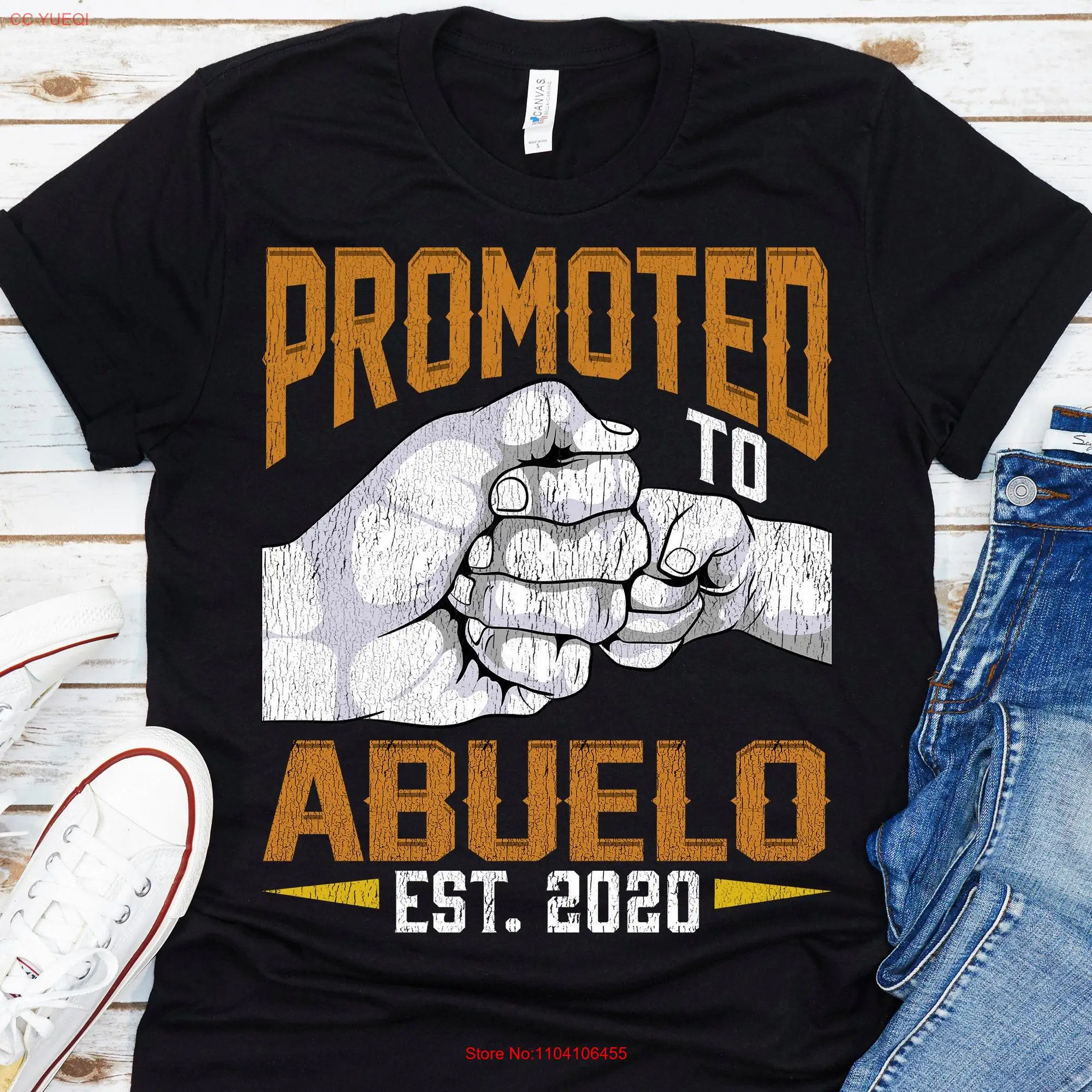 Promoted To Abuelo Est 2020 T Shirt Fathers Day Pregnancy Announcement For New Reveal long or short sleeves