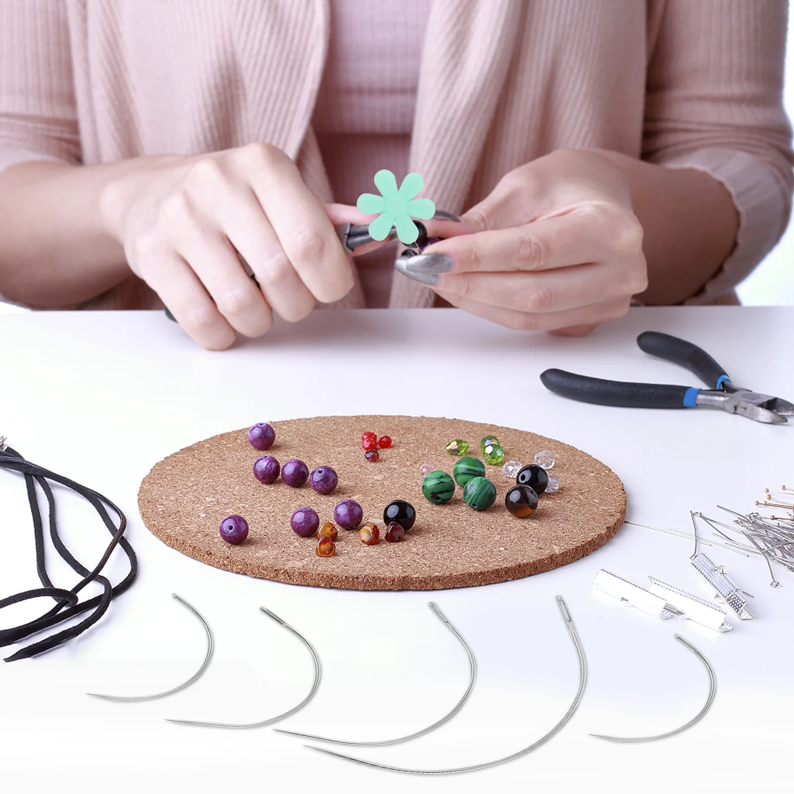 

1 Set Curved Sewing Needles Multi-Size Large Eye Hand Sewing Tool For Embroidery Beading Quilting Upholstery Heavy Duty Iron