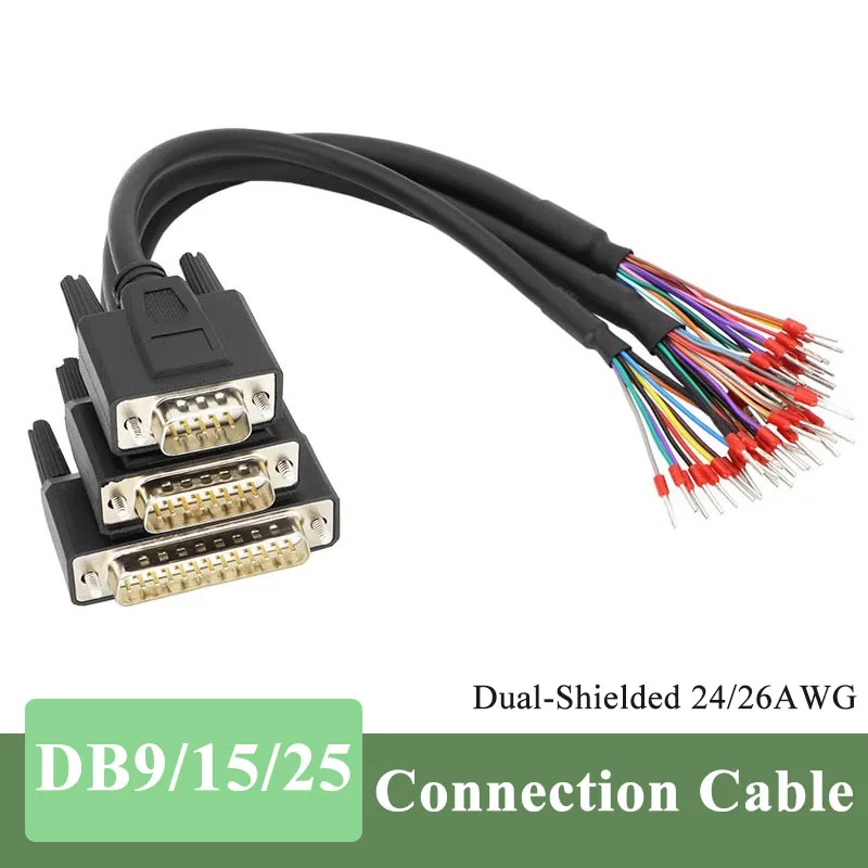 9/15/25 Pin Connector Cable DB9/15/25 Single Head Terminal Connection Wire 24AWG 26AWG Dual Shielded Serial/Parallel Port Line