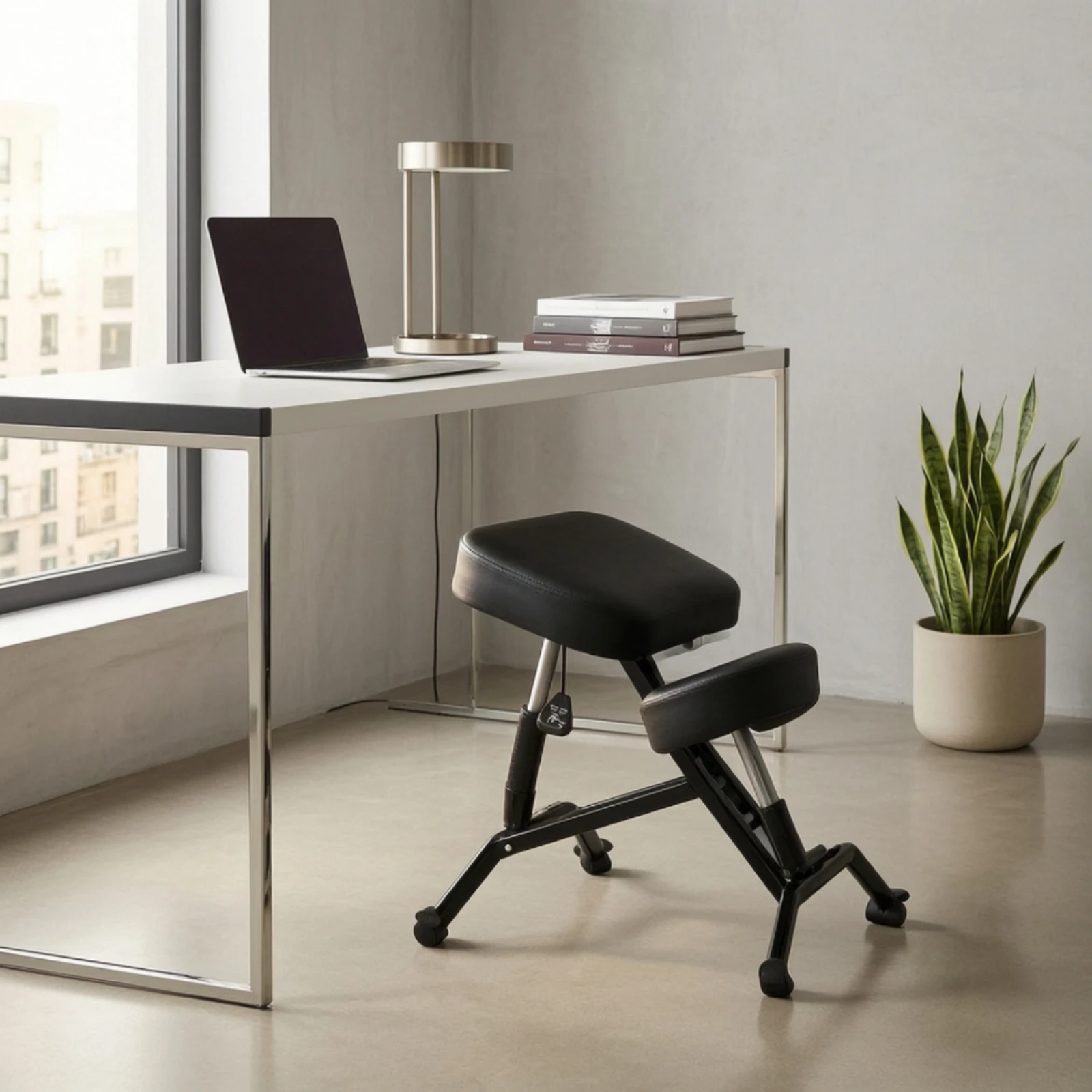 Kneeling Chair with Wheels Padded Kneeling Chair Furniture Mobile Comfortable for Office Workers, Workspace, Study Room view 4