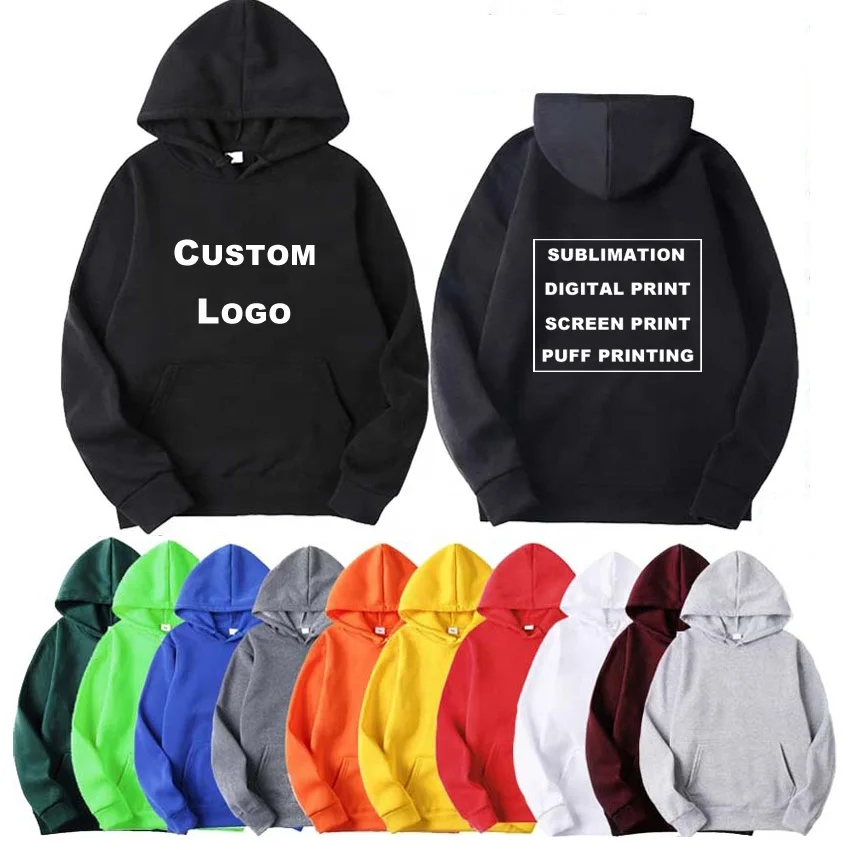 Custom Embroidered Screen Puff Printing Plain Men's Hoodies Sweatshirts Sublimated Blank Hoodie Custom Logo Hoodie Manufacturers