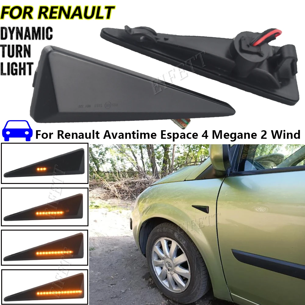 2Pcs Car Dynamic LED Side Marker Turn Signal Light For Renault Espace MK4 Vel Satis Wind Avantime Megane 2 Scenic 2 Espace 4