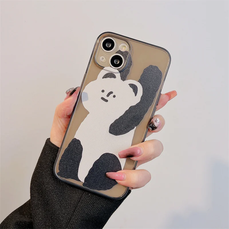 Panda hands up Phone Case For iPhone 14 13 12 11 Pro XS MAX XR 7 8 Plus Mini SE2020 Silicone Cover Cases