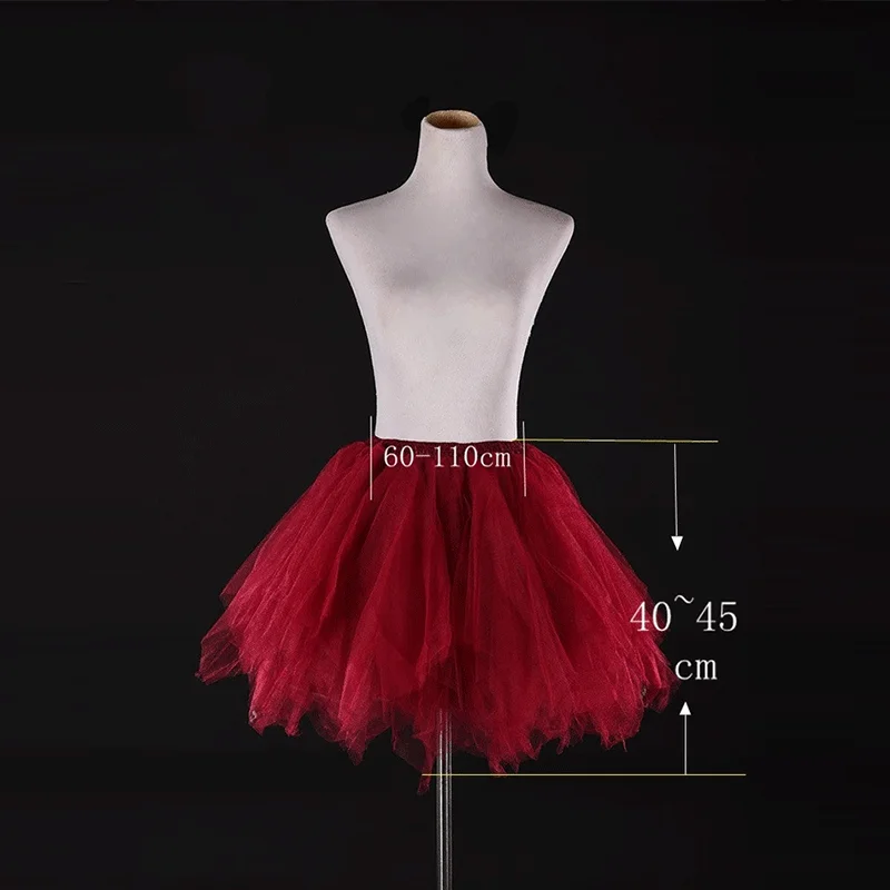 Tulle Wedding Accessories Petticoat Short Slip Dress Red and White Tutu Puffy Skirt Rockabilly Crinoline for Girl