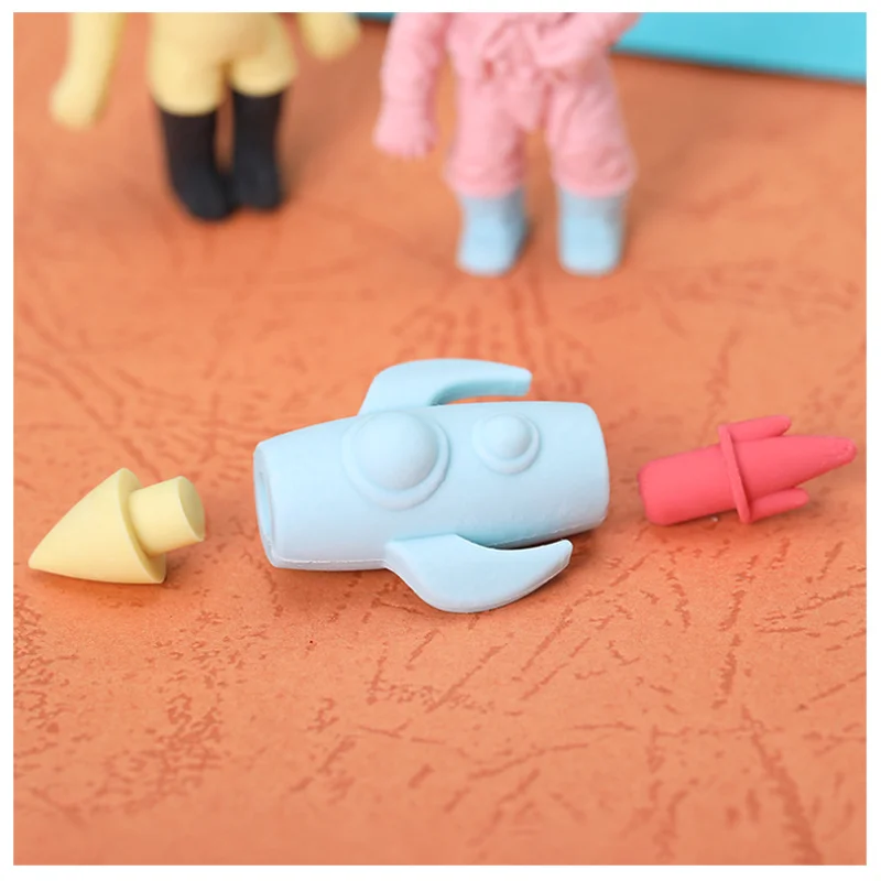 Astronaut Rocket Outer Space Eraser Set Mini Rocket Astronaut Alien Rubber Erasers for Pencil Kids Gift School Student