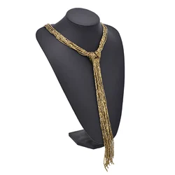 Multi Layer Brown Irregular Small Seed Bead Necklaces For Women Fashion Handmade Charm Trendy Tie Jewelry Accessory Ornament