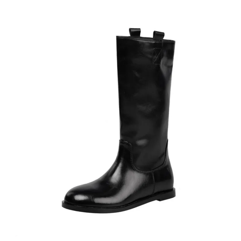 Herbst/Winter Damen Neue Einfache Stiefeletten - Runde Zehenkappe, Flacher Boden, Exquisit Geformte Einteilige Reitstiefel – Detail 15
