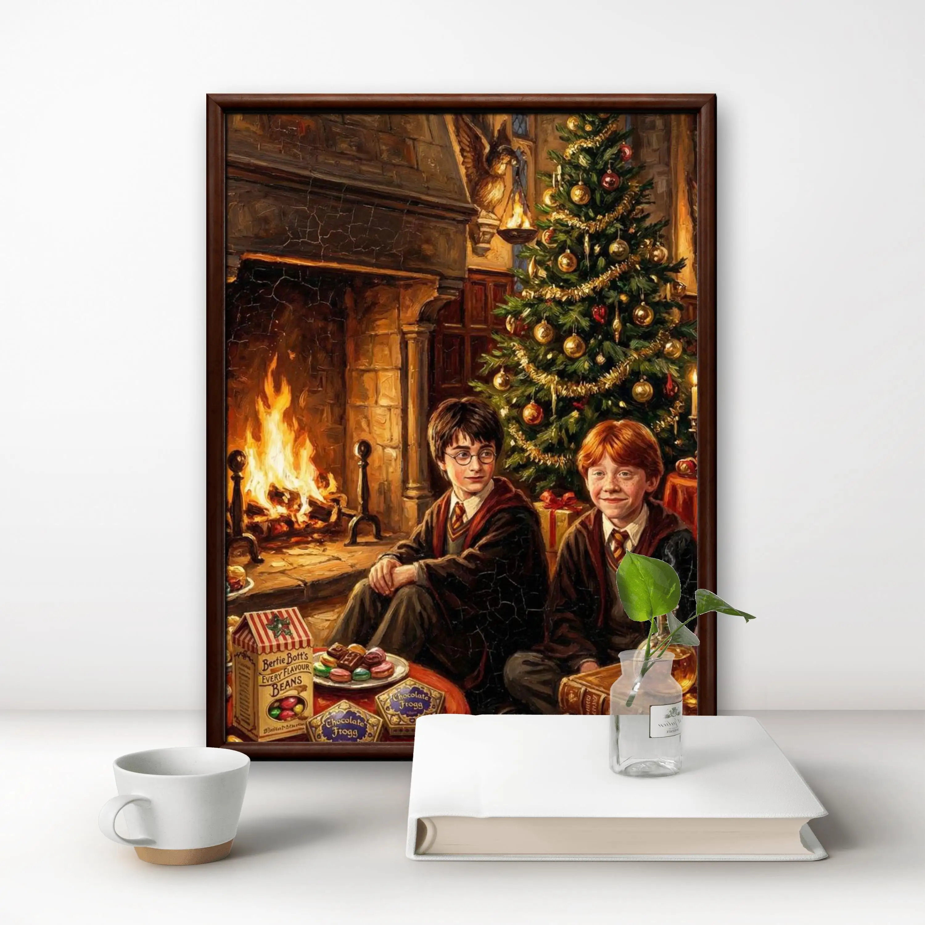 2026 New Year Harry Potter Christmas Castle Canvas Painting Art Magic Letter Witch House Art Cartoon Flat Home Decoration