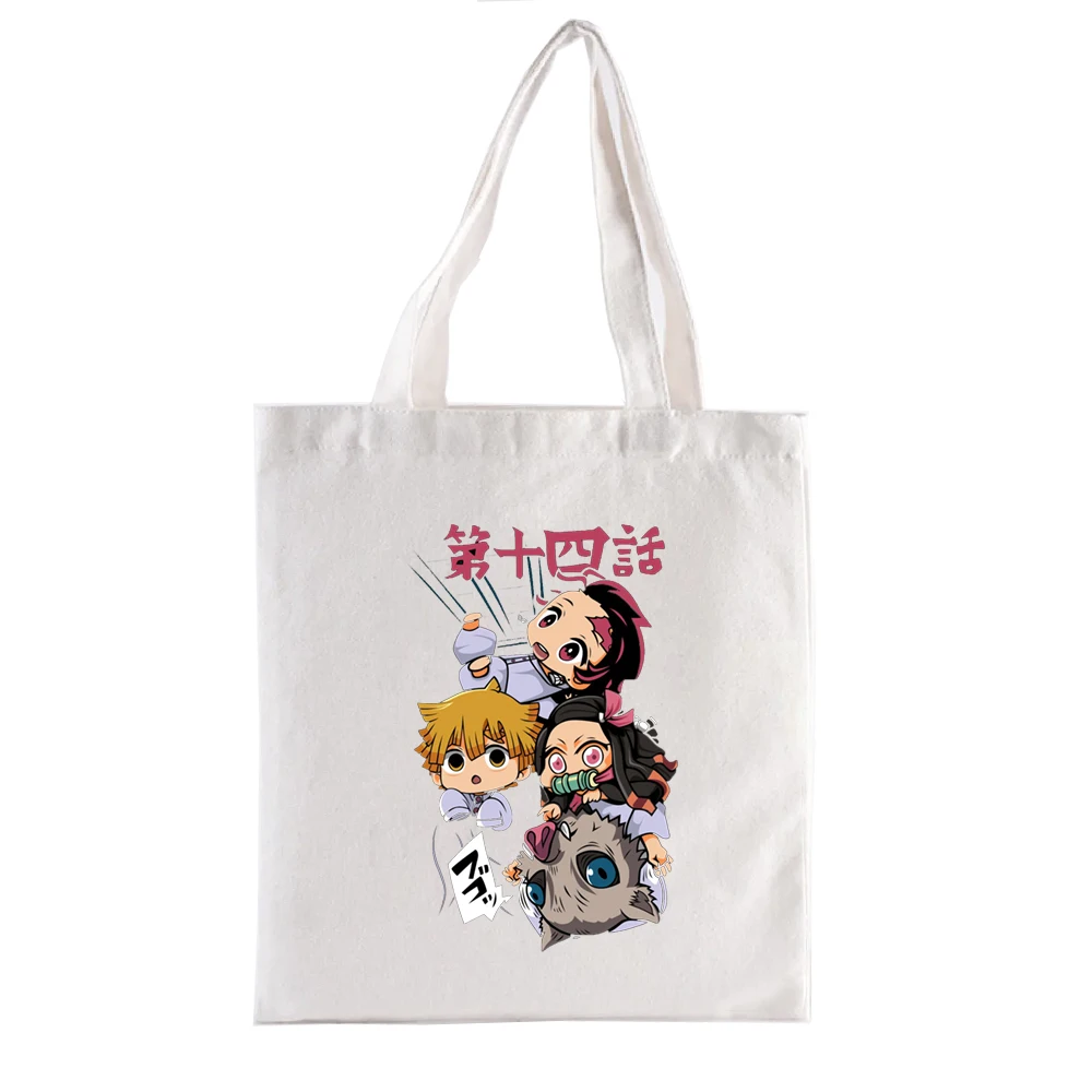 Kimetsu No Yaiba Graphic Tote Bag Demon Slayer Print Shoppong Bags Women\'s Handbag Funny Totebag Shopper Female Handbags Fashion