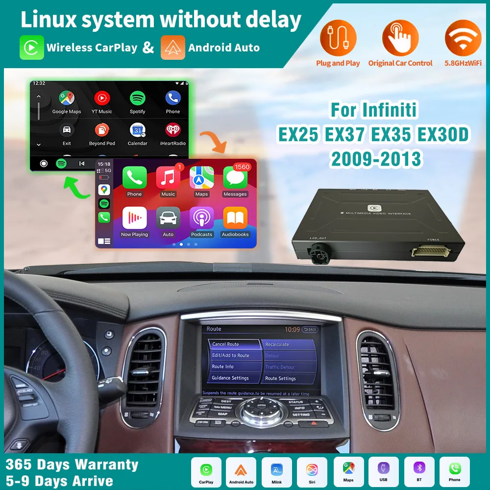

CarPlay For Infiniti EX37 EX300 EX25 EX35 (2009-2013) Support Android Auto Music Camera Mirror Link Navi Wireless Apple Car play