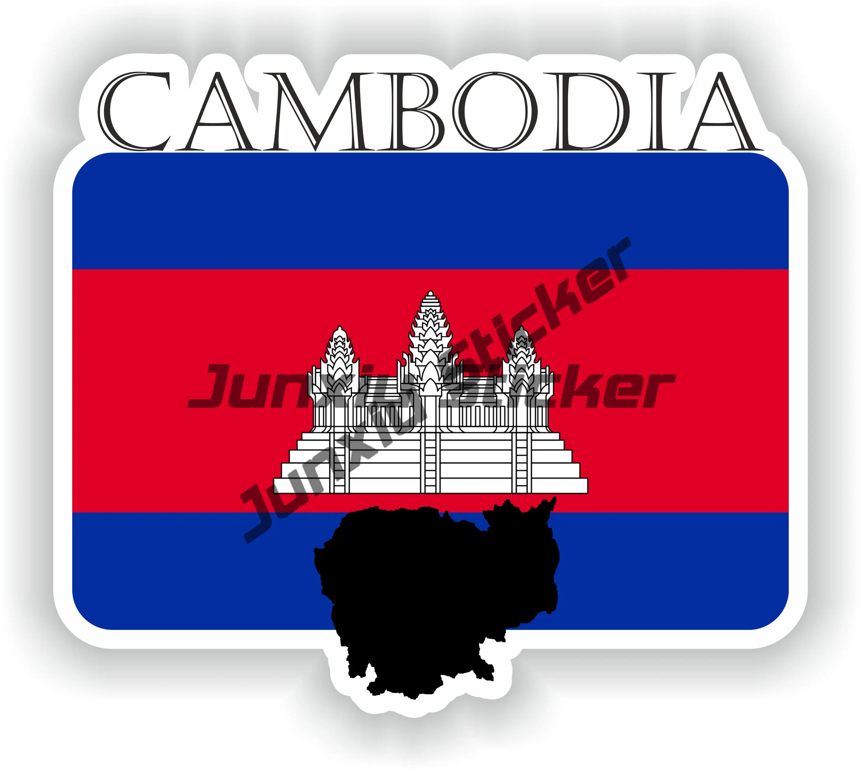 Cambodia Coat of Arms Sticker Cambodia Flag Emblem Stickers High Quality Vinyl Decals Cambodia Seal Sticker Round Flag Stickers