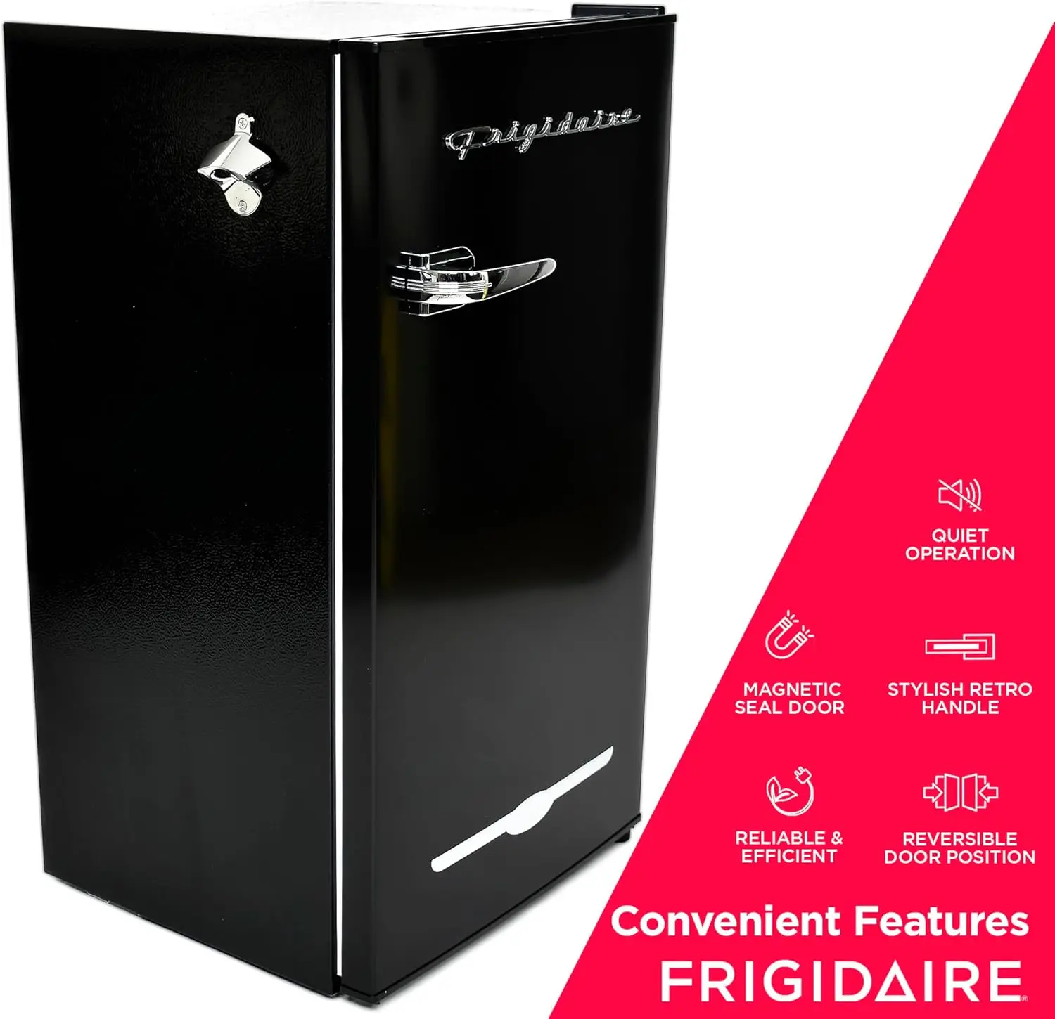 376-BLACK 3.1 Cu Ft Black Retro Bar Fridge with Side Bottle Opener