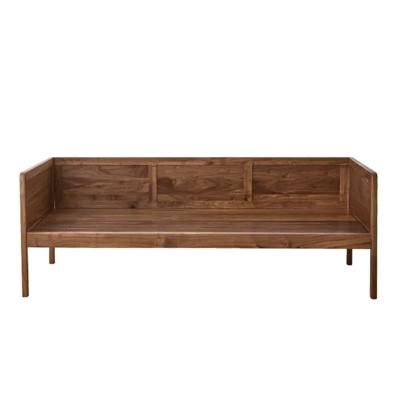 

New Chinese black walnut Arhat bed, all solid wood small apartment sofa, modern simple light luxury minimalist Zen bed