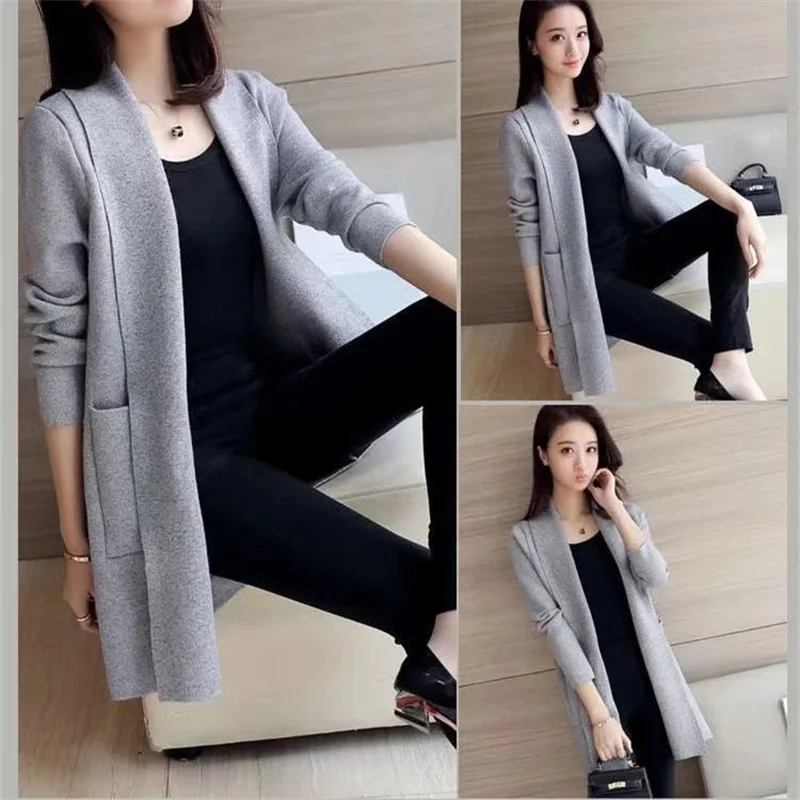 Medium And Long Coat Women's Cardigan 2025 Spring And Autumn New Fashion Women's Korean Version Loose Thin Solid Color Top