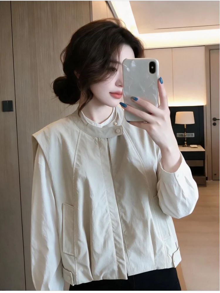 Casual Sleeveless Vest Top Women's Fashion Spring Summer Vintage Stand Collar All-Match Small Size Polyester City Commute