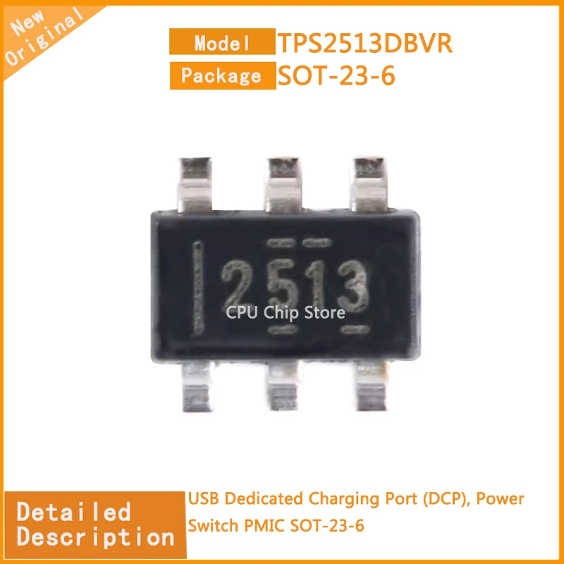 20Pcs/Lot  New Original  TPS2513DBVR  TPS2513  USB Dedicated Charging Port (DCP), Power Switch PMIC SOT-23-6