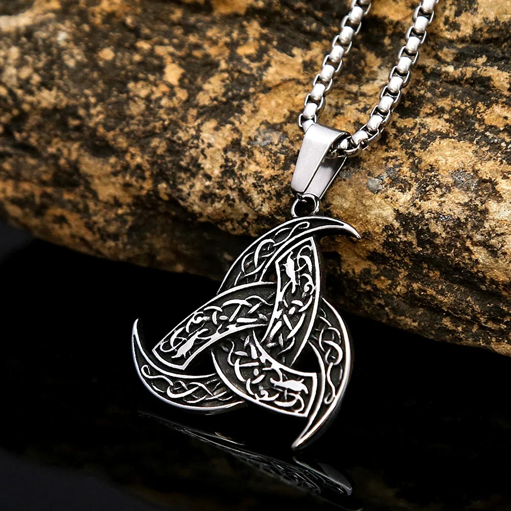 Fashion Celtic Knot Valknut Pendant Stainless Steel Viking Dragon Necklace For Men Nordic Amulet Jewelry Gifts Dropshipping